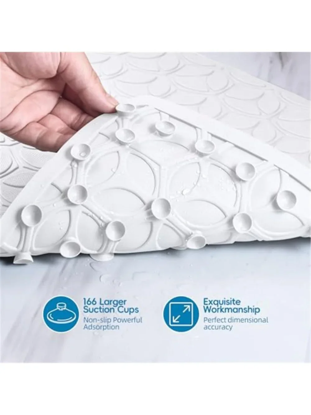 Non Slip Rubber Bath Mat Leaf Design Suction Cup Anti Slip Shower Mat White